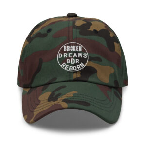 Broken Dreams Reborn Full Time RV Life Simple Logo Hat White Thread